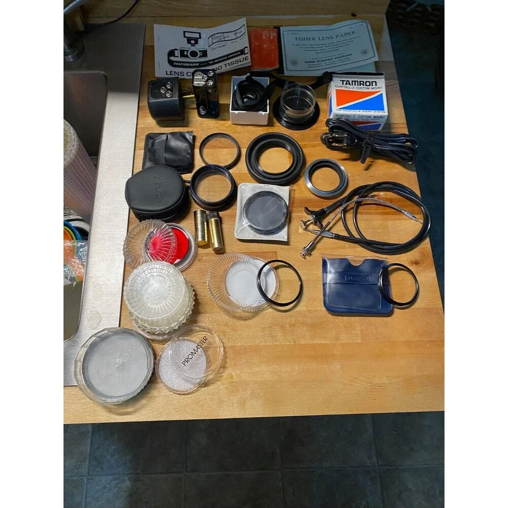 Vintage Camera Lens Accessories Lot Filters Adapters Nikon Tamron Promaster